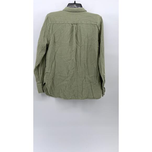 J.CREW Women's Sage Green Double Gauze Textured Button-Up Long Sleeve Top SZ S - Picture 2 of 12
